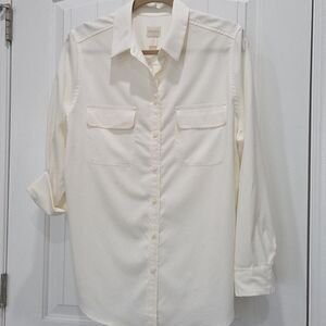 Chico’s Womans Size 2 Button Up Cream Blouse, Tunic